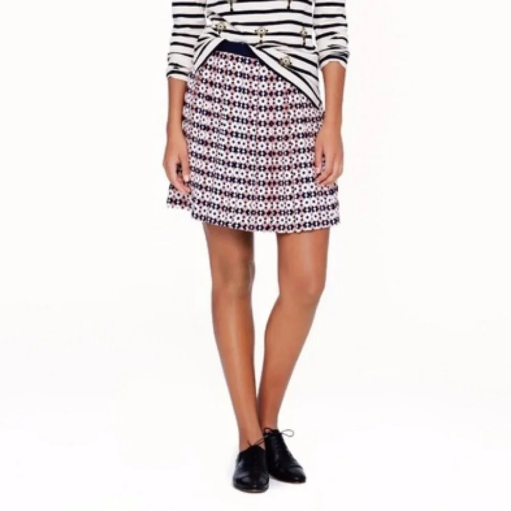 J. Crew Tile Silk Pleated Mini Skirt, size 4